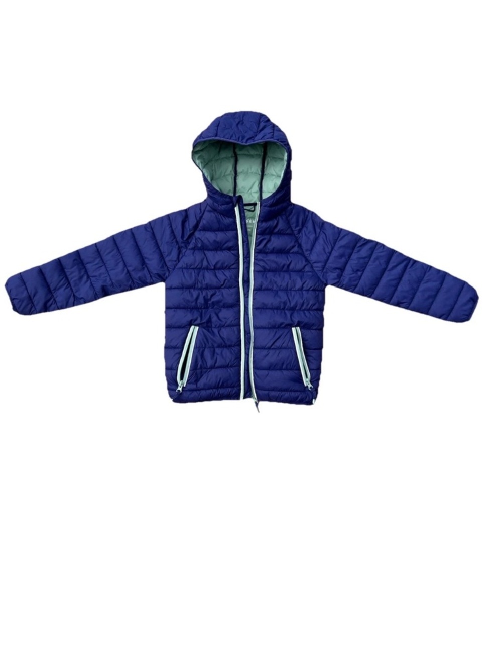 Mini Boden Blue Hooded  Packaway Puffer Jacket 8-9 YRS Unisex Kids